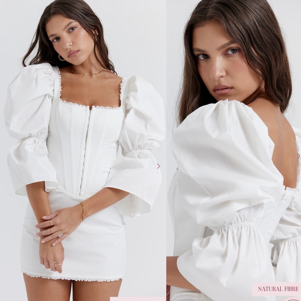 House of CB MATILDA White Puff Sleeve Corset Dress - Picture 6 of 16